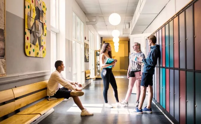 school year with students in hall